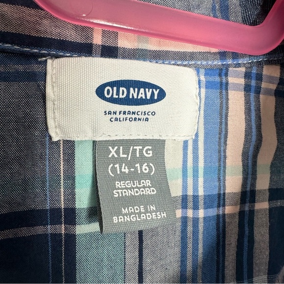 Old Navy Button-Up Shirt Plaid Blue and, Green, & Pink Size Extra Large - Picture 7 of 16